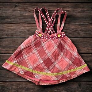 Matilda Jane Girls You & Me Brushed Flannel Plaid Overall Skirt Dress 6